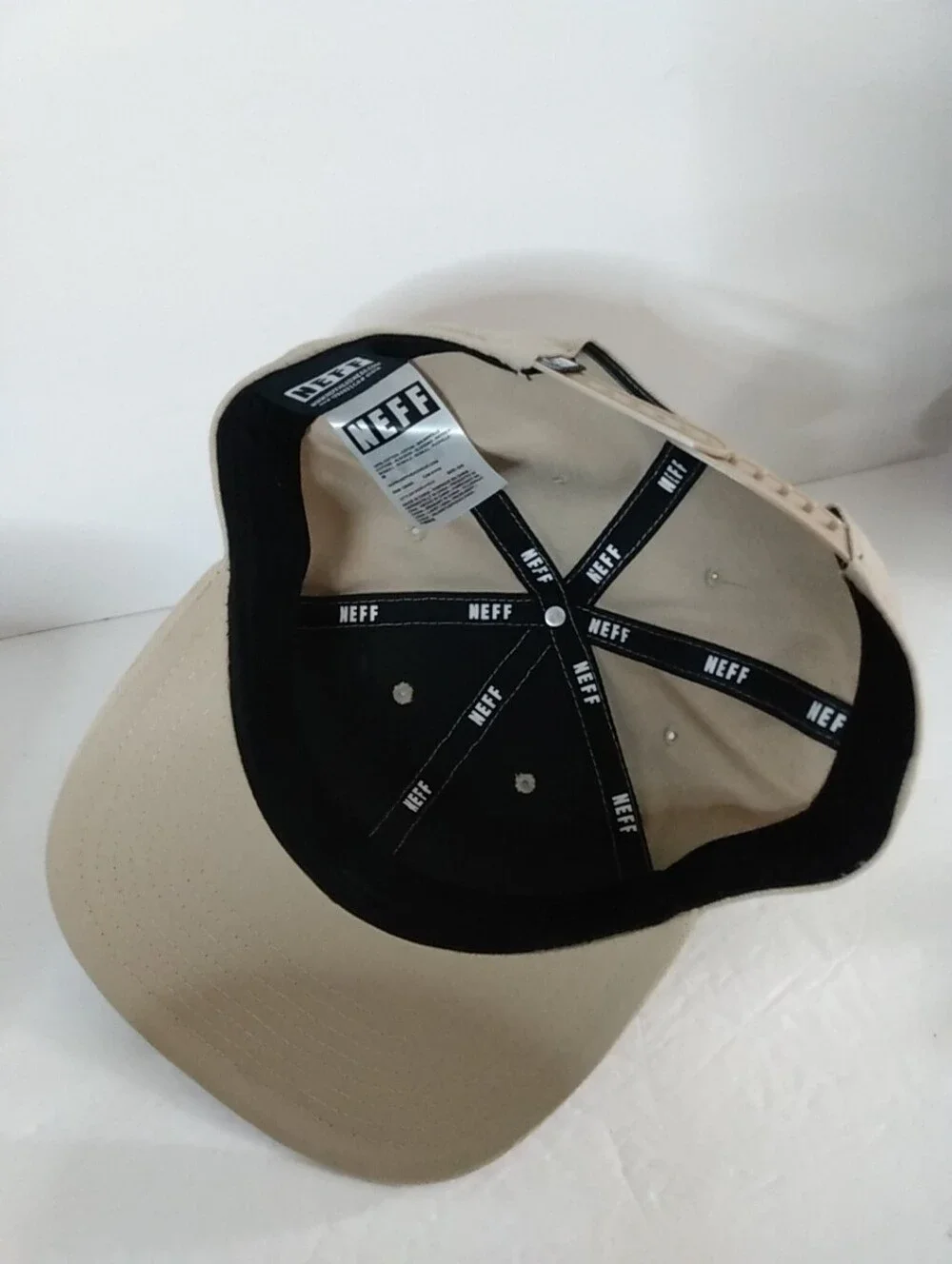 Original NEFF Co Snapback Hat Tan w/ Patch Beige Adjustable Skater Surfer Cap